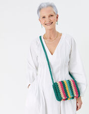Stripe Macrame Cross-Body Bag, , large