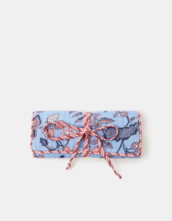Floral Quilted Jewellery Roll, , large