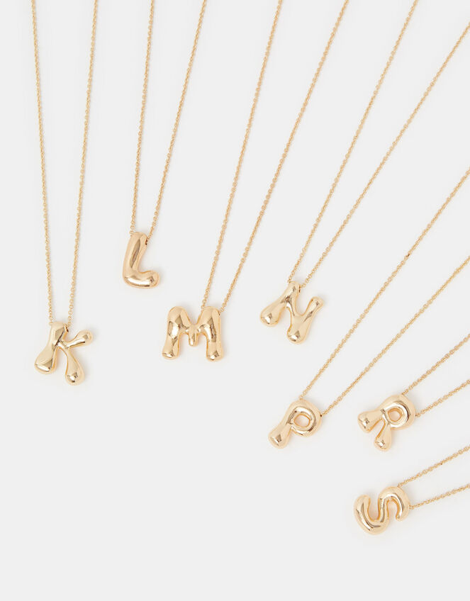 Bubble Initial Pendant Necklace, Gold (GOLD), large