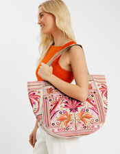 Palm Mirror Embellished Tote Bag, , large