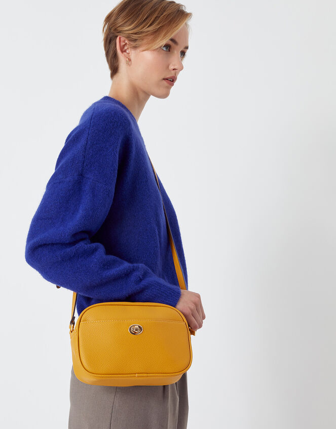Twist Lock Cross-Body Bag, Yellow (OCHRE), large