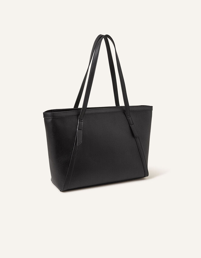 Artisanal Strap Detail Tote Bag, Black (BLACK), large