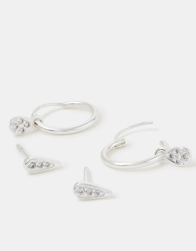 2-Pack Sterling Silver Stud & Hoop Earrings, , large