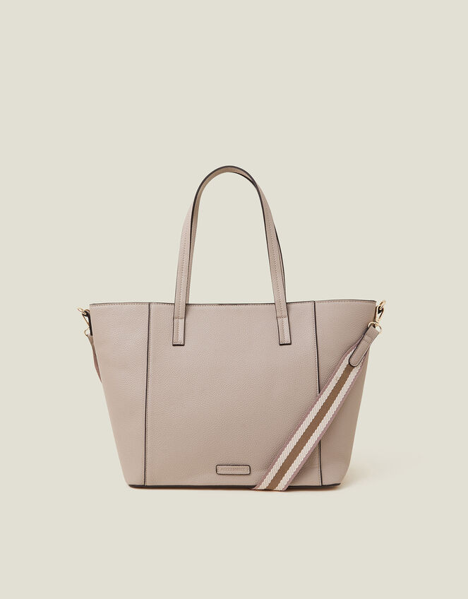 Faux Leather Shoulder Bag, Nude (NUDE), large