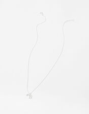 Sterling Silver Heart Initial Necklace - B, , large