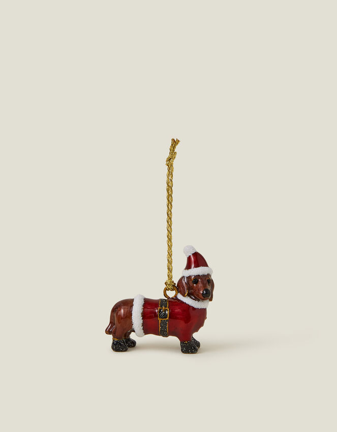 Sausage Dog Santa Christmas Tree Decoration, , large