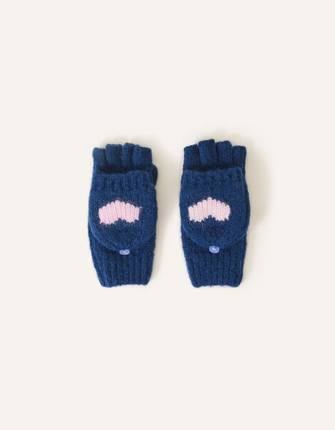 Heart Capped Gloves, Blue (NAVY), large