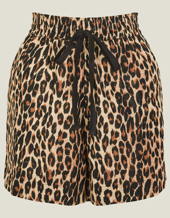Leopard Print Shorts, Brown (BROWN), large