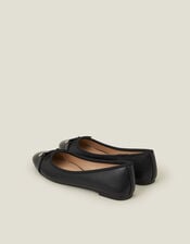 Bow Detail Ballerina Flats, Black (BLACK), large