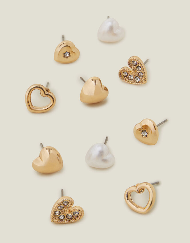 5-Pack Heart Stud Earrings, , large
