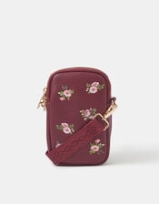 Floral Embroidered Phone Bag, , large
