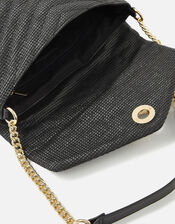 Chevron Twist-Lock Shoulder Bag, Black (BLACK), large