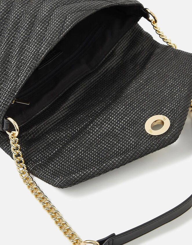 Chevron Twist-Lock Shoulder Bag, Black (BLACK), large