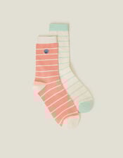 2-Pack Stripey Shell Socks, , large