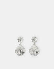 Seashell Drop Earrings Silver, , large