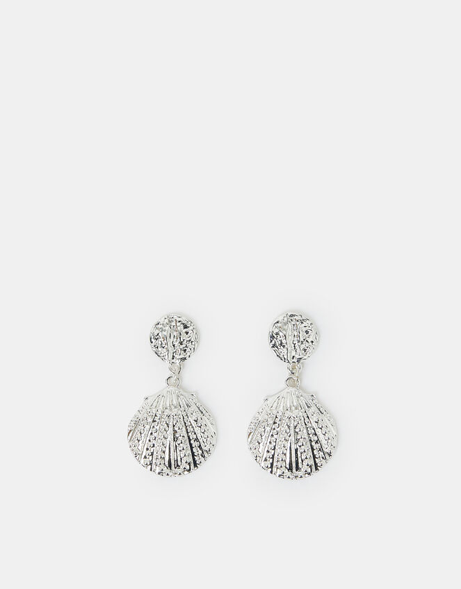 Seashell Drop Earrings Silver, , large