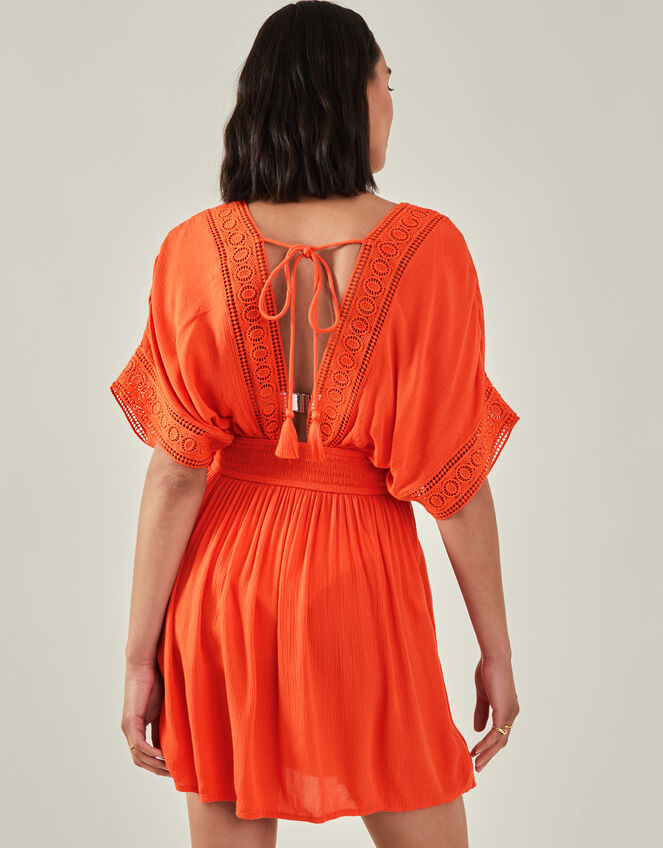 Short Embroidered Kaftan Orange Kaftans & Cover Ups Accessorize UK