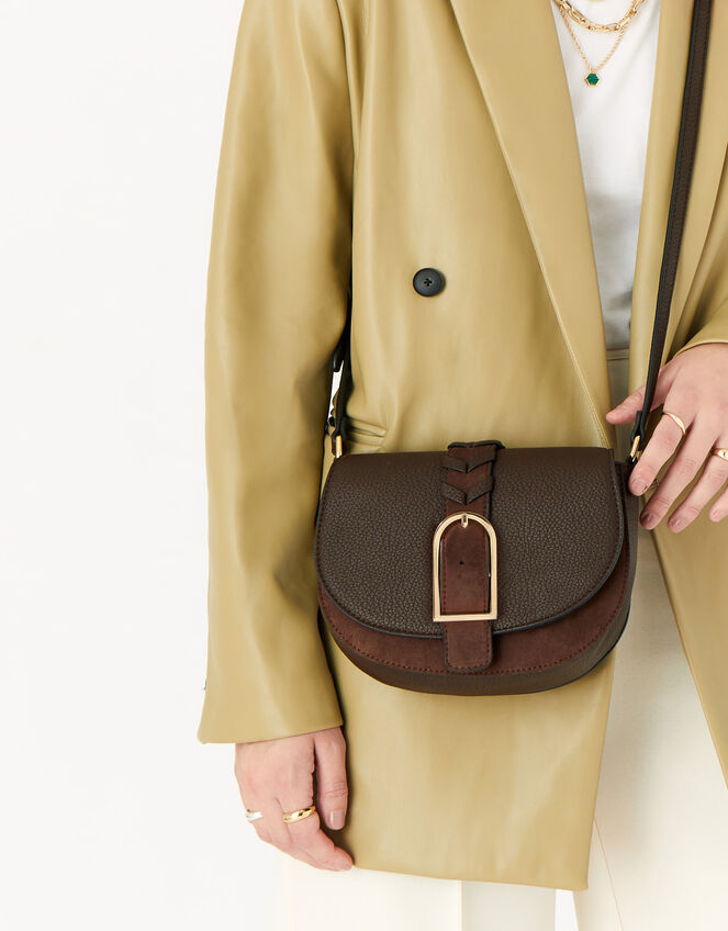 Shania Suedette Cross-Body Bag , Brown (CHOCOLATE), large