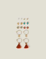 8-Pack Flower Hoop and Stud Earrings, , large