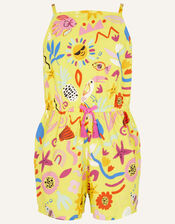 Sunshine Print Playsuit, Yellow (YELLOW), large