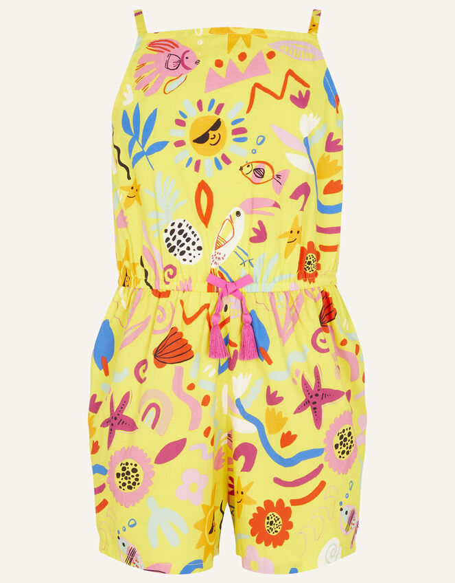 Sunshine Print Playsuit, Yellow (YELLOW), large