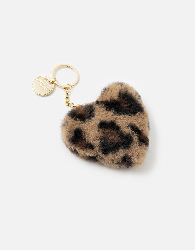 Fluffy Heart Keyring, Leopard (LEOPARD), large