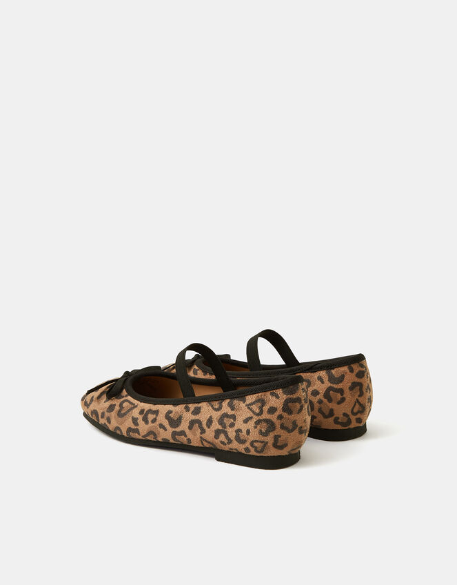Girls Animal Print Ballerina Flats, Leopard (LEOPARD), large