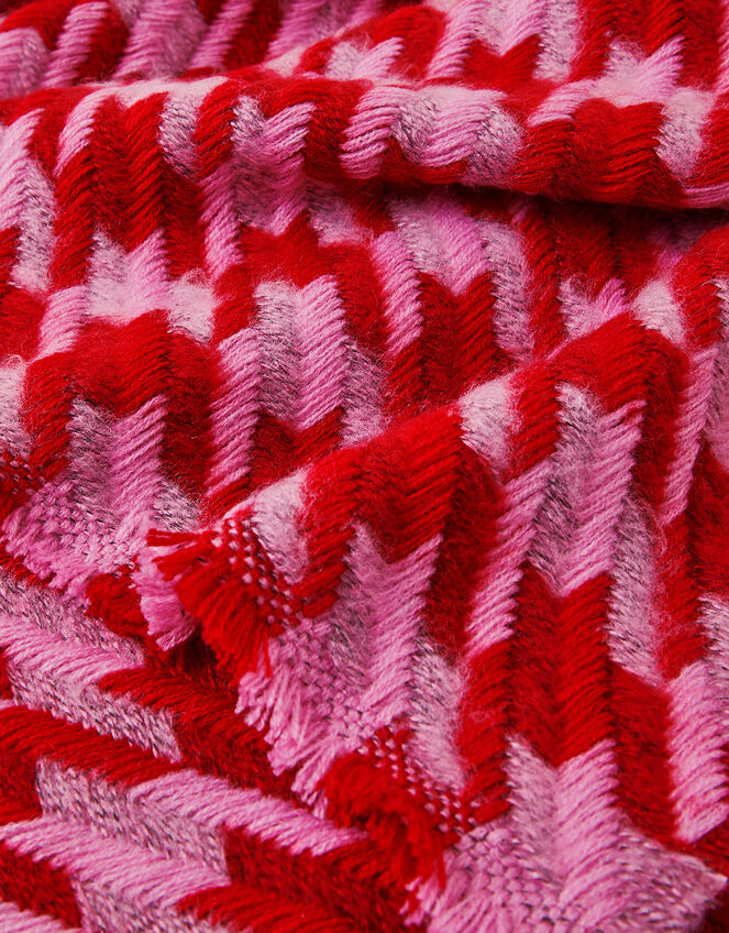 Houndstooth Woven Blanket Scarf, , large