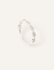 Sterling Silver Sparkle Weave Band Ring, White (ST CRYSTAL), large