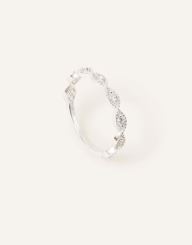 Sterling Silver Sparkle Weave Band Ring, White (ST CRYSTAL), large