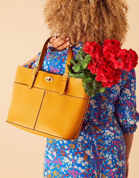 Large Twist-Lock Handheld Bag, Yellow (OCHRE), large