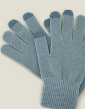 Touchscreen Long Cuff Knit Gloves, Blue (BLUE), large