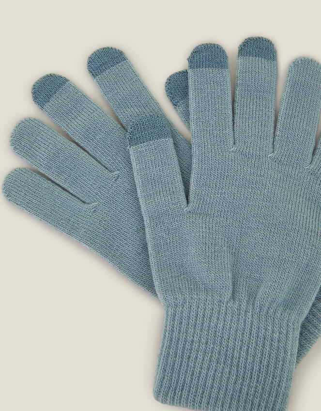 Touchscreen Long Cuff Knit Gloves, Blue (BLUE), large