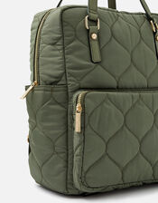 Quilted Backpack with Recycled polyester, Green (KHAKI), large