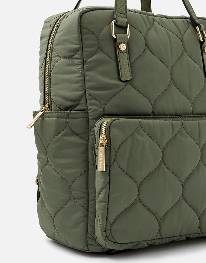 Quilted Backpack with Recycled polyester, Green (KHAKI), large