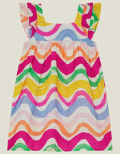 Girls Wavy Stripe Dress, Multi (BRIGHTS MULTI), large