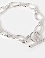 Sterling Silver-Plated Knot Chain T-Bar Bracelet, , large