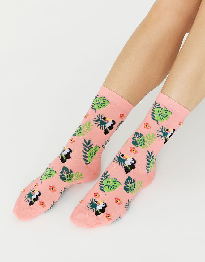 Sunshine Toucan Socks, Orange (CORAL), large