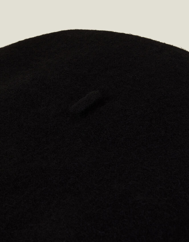 Wool Bow Beret, Black (BLACK), large