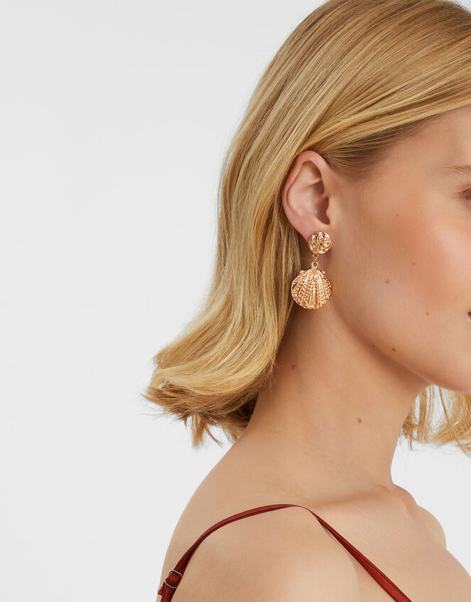 Stud Shell Drop Earrings, , large