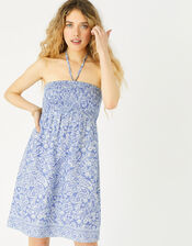 Paisley Bandeau Dress , Blue (NAVY), large