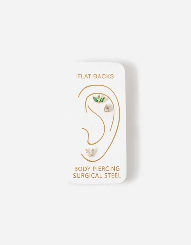 Stainless Steel Flatback Studs Set of Three, , large