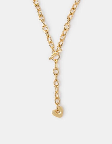 14ct Gold-Plated Heart Pendant Chain Necklace, , large