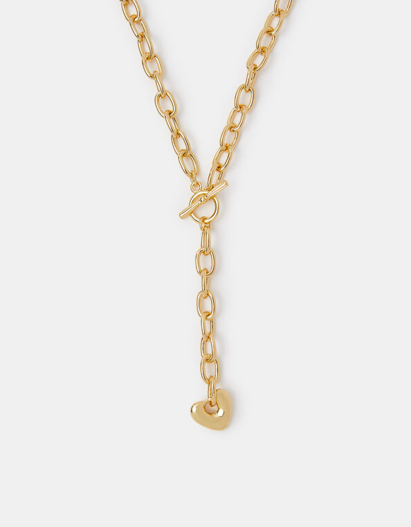14ct Gold-Plated Heart Pendant Chain Necklace, , large