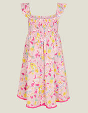 Girls Sunbeam Print Shirred Dress, Pink (PINK), large