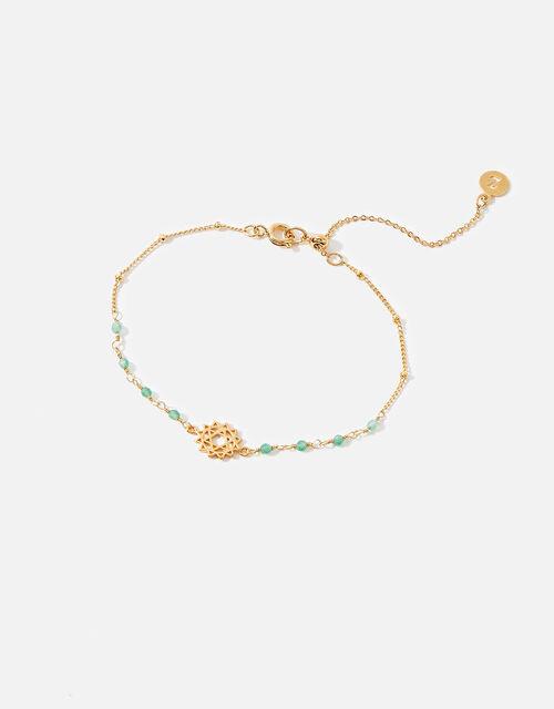 Gold-Plated Heart Chakra Bracelet with Aventurine, , large