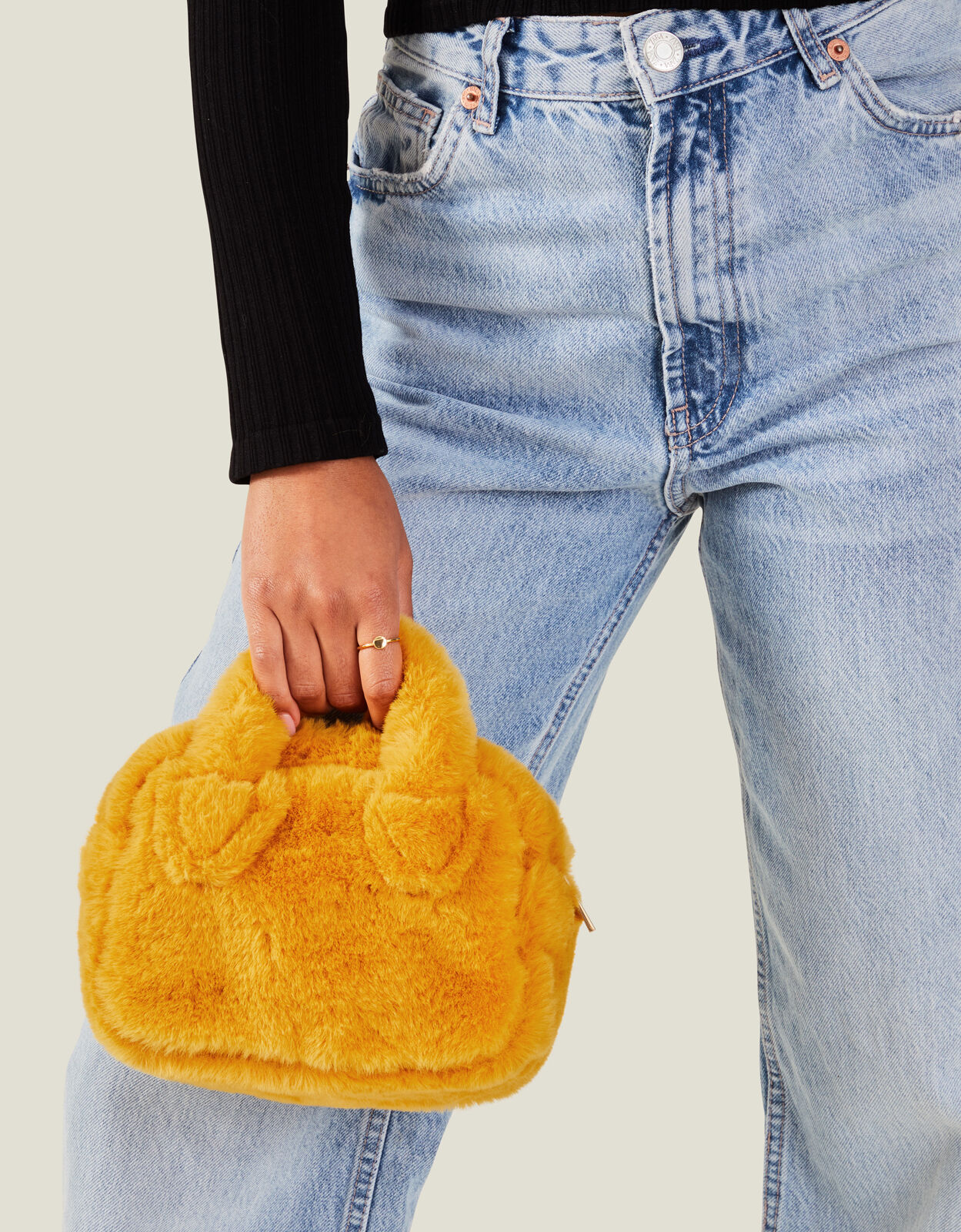 Yellow fluffy bag on sale