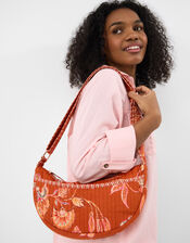 Floral Print Sling Crossbody Bag, , large