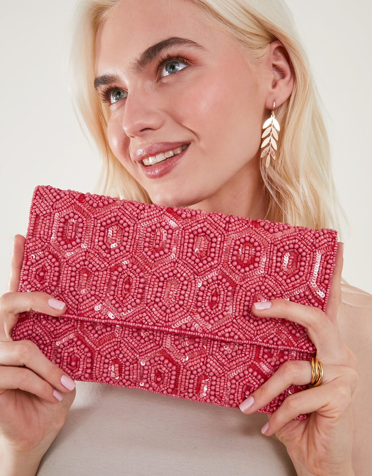 Orange beaded bag on sale