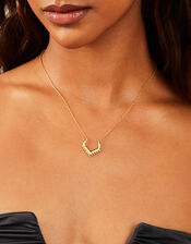 14ct Gold-Plated Sparkle V-Pendant Necklace, , large